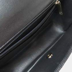 Pre Owned Chanel Black Lambskin Leather Shoulder Bag