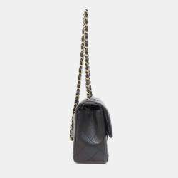 Pre Owned Chanel Black Lambskin Leather Shoulder Bag