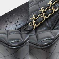 Pre Owned Chanel Black Lambskin Leather Shoulder Bag