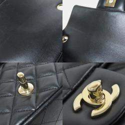 Pre Owned Chanel Black Lambskin Leather Shoulder Bag