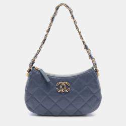 Chanel Blue Leather 19 Hobo Shoulder Bag