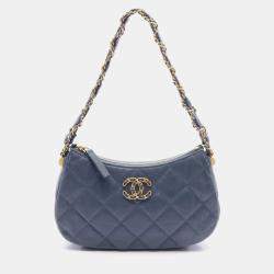 Chanel Blue Leather 19 Hobo Shoulder Bag