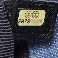 Pre Owned Chanel Blue Chevron Quilted Denim Small Boy Flap Bag