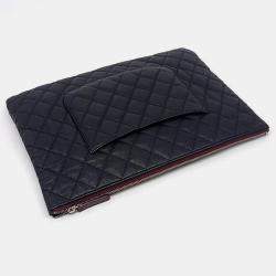 Pre Owned Chanel Black Leather Large Clutch