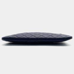 Pre Owned Chanel Navy Blue Leather New Medium Clutch