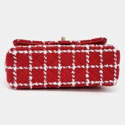 Chanel Red Tweed Classic Mini Crossbody Bag
