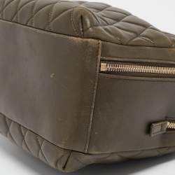 Pre Owned Chanel Green Quilted Leather Medium Trendy CC Bowling Bag