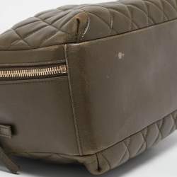 Pre Owned Chanel Green Quilted Leather Medium Trendy CC Bowling Bag
