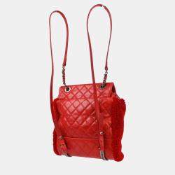 Chanel Red Sheepskin Lambskin Backpack