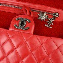 Chanel Red Sheepskin Lambskin Backpack