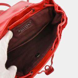 Chanel Red Sheepskin Lambskin Backpack