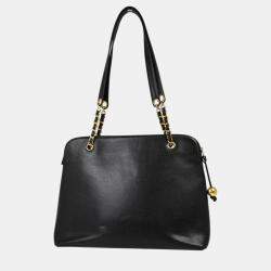 Pre Owned Chanel Black Leather Chain Tote Bag 