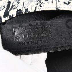 Pre Owned Chanel Black White Silk Lambskin Leather Choco Bar Shoulder Bag