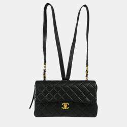 Chanel Black Lambskin Leather Backpack