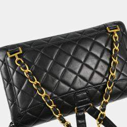 Chanel Black Lambskin Leather Backpack