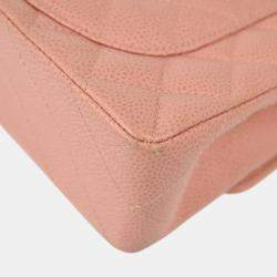 Pre Owned Chanel Pink Calfskin Small Classic Double Flap Shoulder Bag