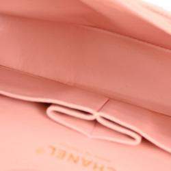 Pre Owned Chanel Pink Calfskin Small Classic Double Flap Shoulder Bag