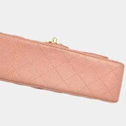 Pre Owned Chanel Pink Calfskin Small Classic Double Flap Shoulder Bag