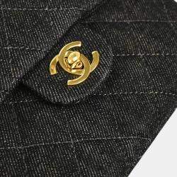 Chanel Black Denim Mini Classic Square Flap Shoulder Bag