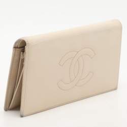 Chanel Cream Caviar Leather L Yen Wallet