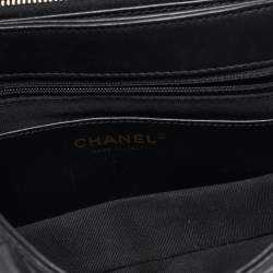 Pre Owned Chanel Black Quilted Leather 3 Compartment Flap Bag