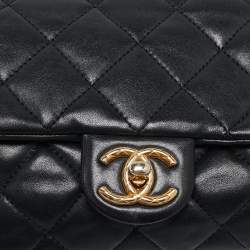 Pre Owned Chanel Black Quilted Leather 3 Compartment Flap Bag