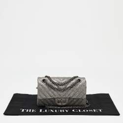 Chanel Metallic Grey Chevron Leather 224 Reissue 2.55 Flap Bag