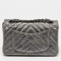 Chanel Metallic Grey Chevron Leather 224 Reissue 2.55 Flap Bag