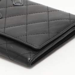 Pre Owned Chanel Black Quilted Leather Cambon Ligne Wallet