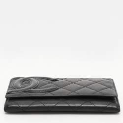 Pre Owned Chanel Black Quilted Leather Cambon Ligne Wallet