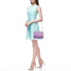 Pre Owned Chanel Purple Quilted Leather Small Pending CC Flap Bag