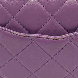 Pre Owned Chanel Purple Quilted Leather Small Pending CC Flap Bag