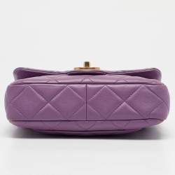 Pre Owned Chanel Purple Quilted Leather Small Pending CC Flap Bag