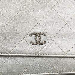Chanel Silver CC Quilted Aged Calfskin Wallet On Chain