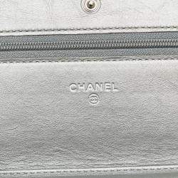 Chanel Silver CC Quilted Aged Calfskin Wallet On Chain