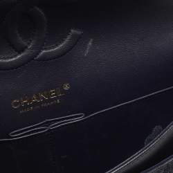 Pre Owned Chanel Navy Blue Quilted Caviar Leather Medium Classic Double Flap Bag