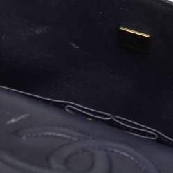 Pre Owned Chanel Navy Blue Quilted Caviar Leather Medium Classic Double Flap Bag