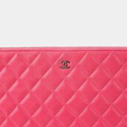 Chanel Pink Lambskin Large O-Case Clutch Bag