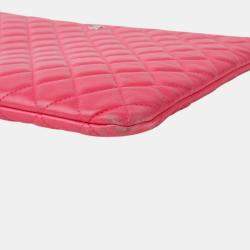 Chanel Pink Lambskin Large O-Case Clutch Bag
