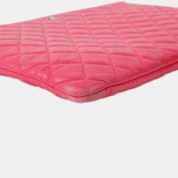 Chanel Pink Lambskin Large O-Case Clutch Bag