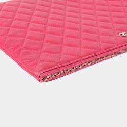 Chanel Pink Lambskin Large O-Case Clutch Bag