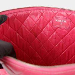 Chanel Pink Lambskin Large O-Case Clutch Bag