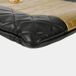 Chanel Black/Gold Crocodile Embossed Reissue Case