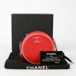 Chanel Red Quilted Lambskin Color Pop Round Clutch with Chain