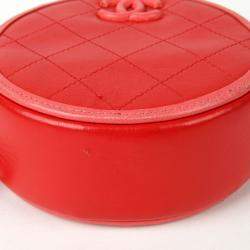 Chanel Red Quilted Lambskin Color Pop Round Clutch with Chain