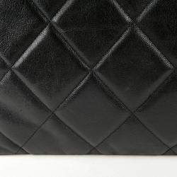 Chanel Black Quilted Goatskin Large 19 Wristlet Pouch 
