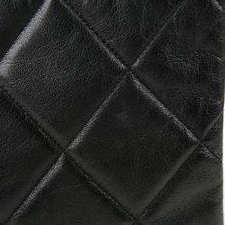 Chanel Black Quilted Goatskin Large 19 Wristlet Pouch 