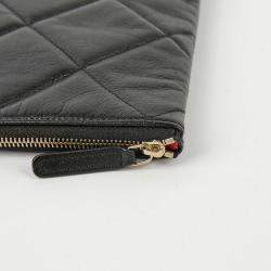 Chanel Black Quilted Goatskin Large 19 Wristlet Pouch 