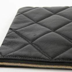 Chanel Black Quilted Goatskin Large 19 Wristlet Pouch 