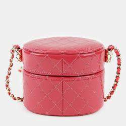Chanel Quilted Patent Mini CC Allure Vanity Case with Chain